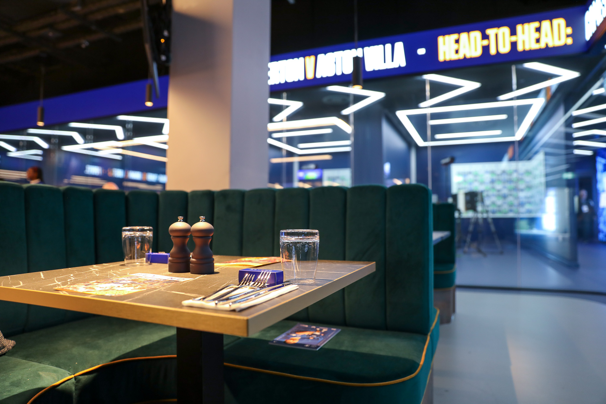 Table seating within Everton's Beyond Tunnel Club, a premium hospitality package at the Hill Dickinson Stadium.