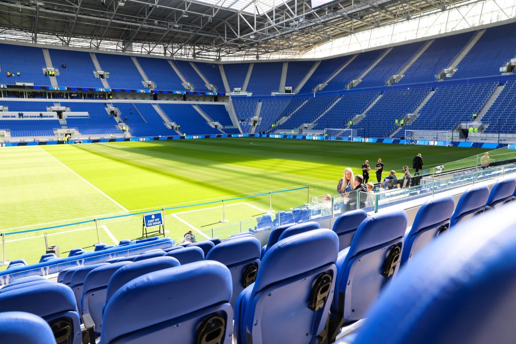 Match seating within Everton's Beyond Tunnel Club, a premium hospitality package at the Hill Dickinson Stadium.